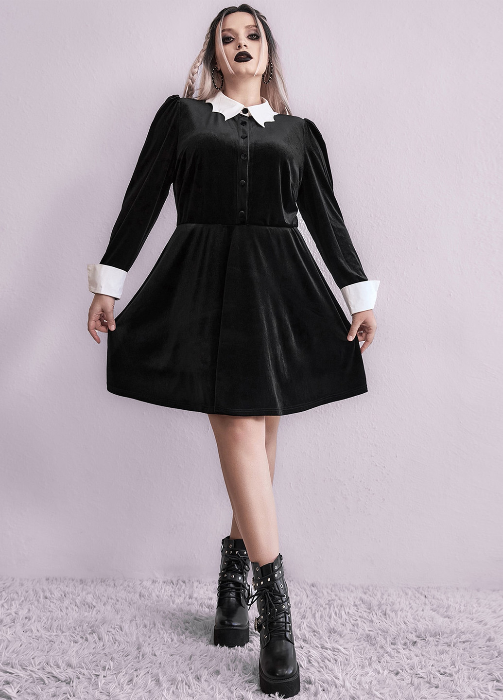 Черное кэжуал платье клеш SHEIN однотонное