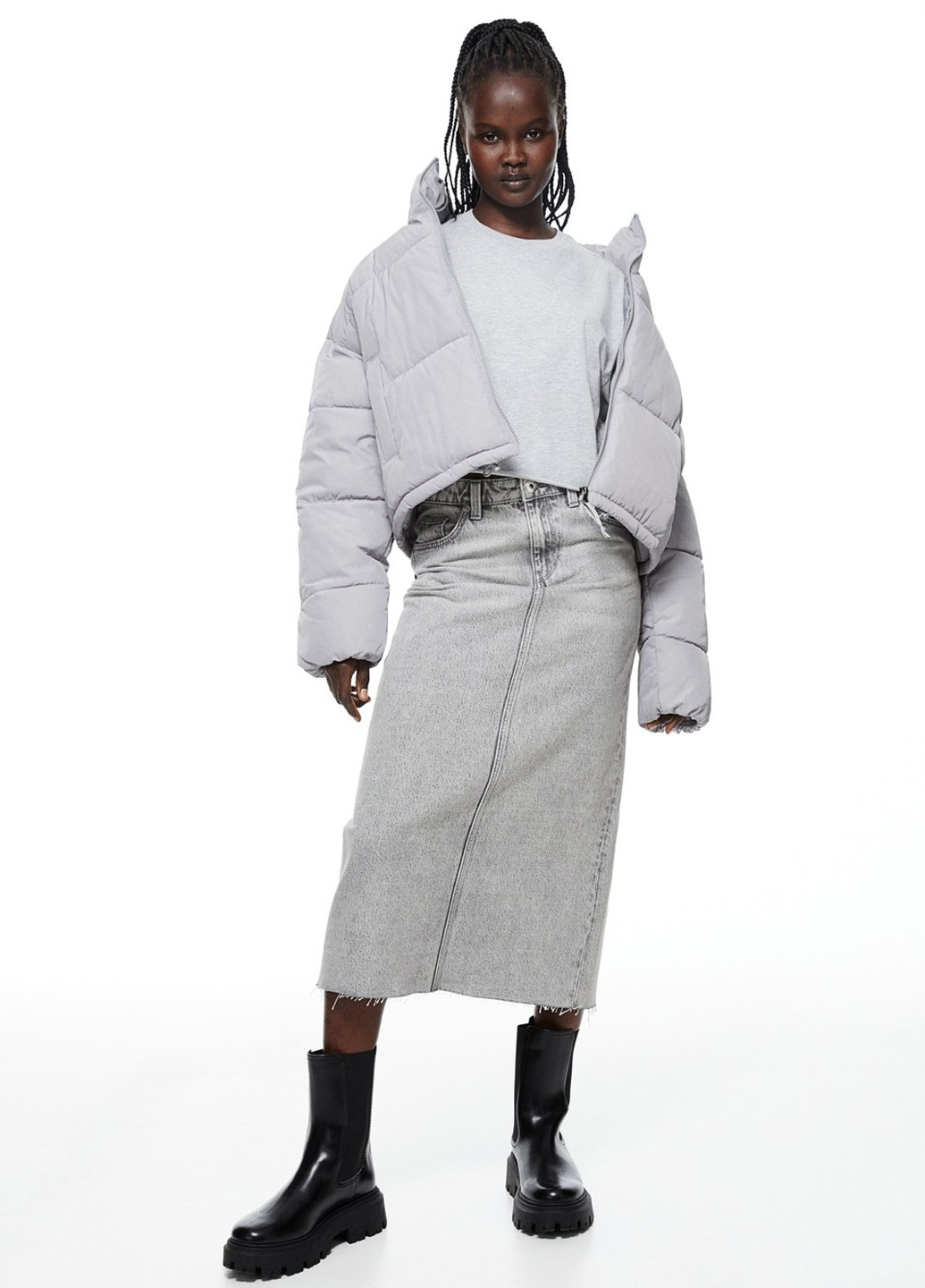 Светло-серая зимняя куртка H&M