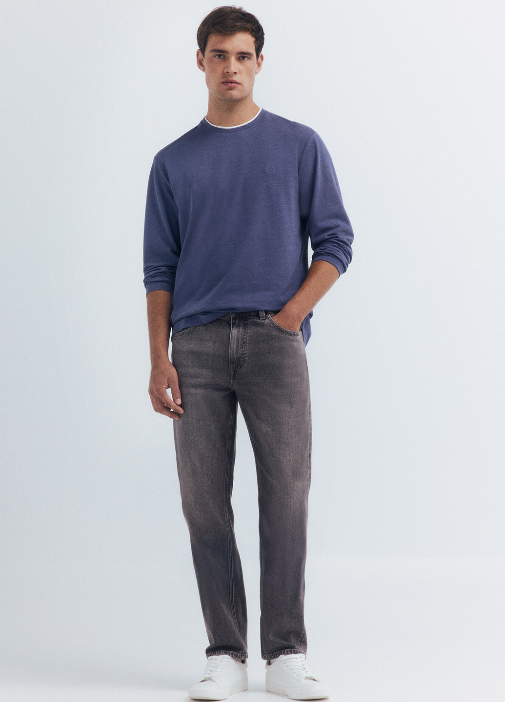 Лонгслів Springfield меланж синій кежуали бавовна