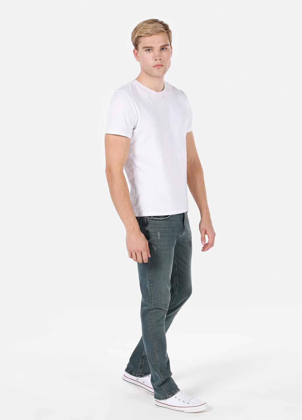 Серо-голубые демисезонные прямые джинсы Colin's