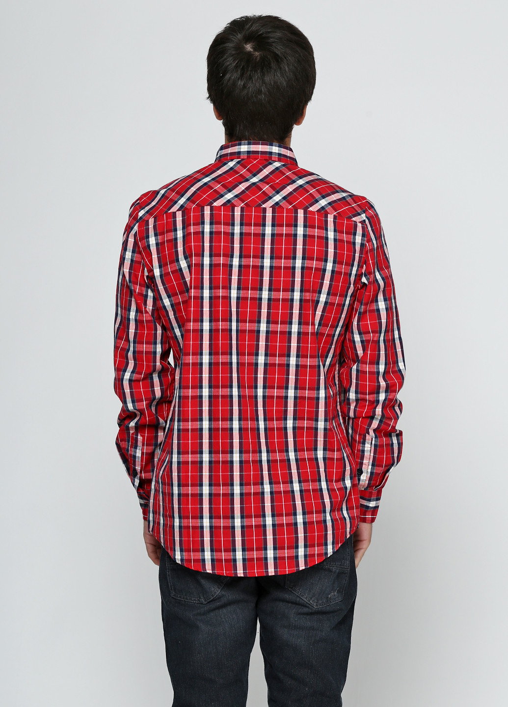 Красная кэжуал рубашка в клетку Яavin с длинным рукавом