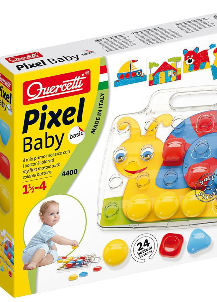 Набор для творчества Мозаика 24 крупные фишки + доска (4400-Q) Quercetti (202373900)