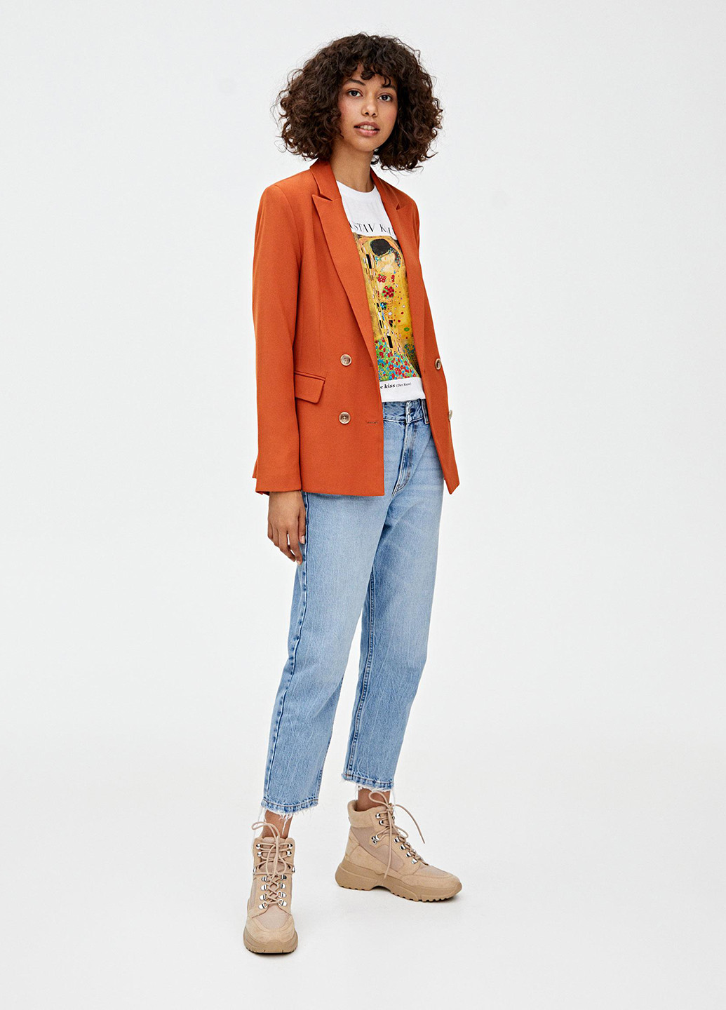 Оранжевый женский жакет Pull & Bear однотонный - демисезонный