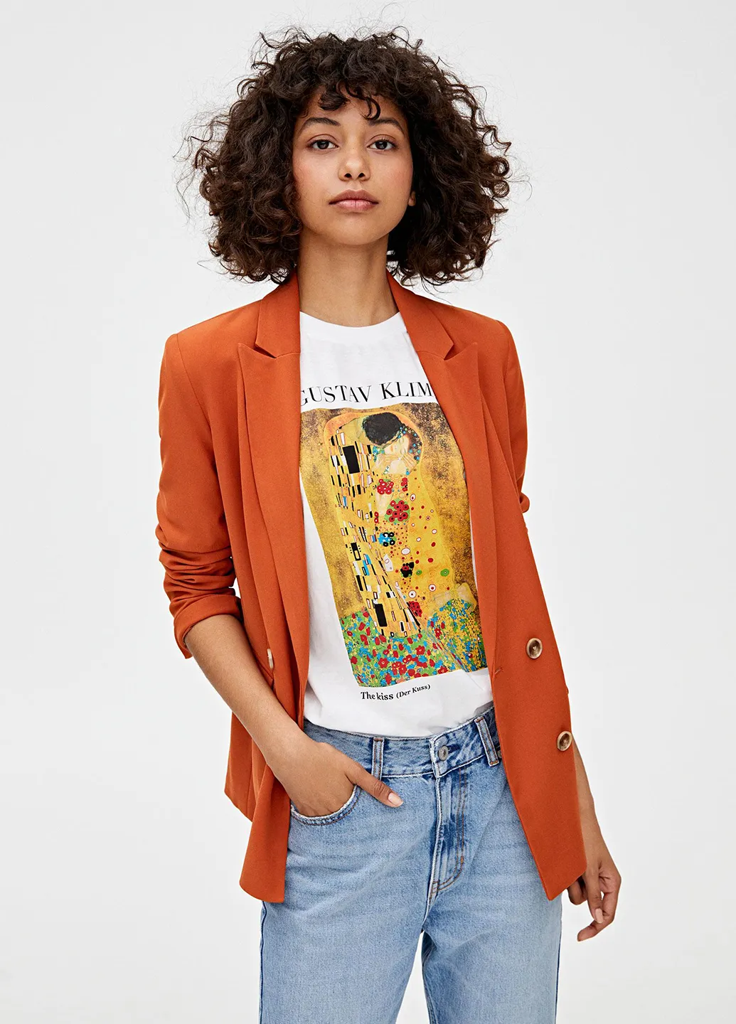Оранжевый женский жакет Pull & Bear однотонный - демисезонный