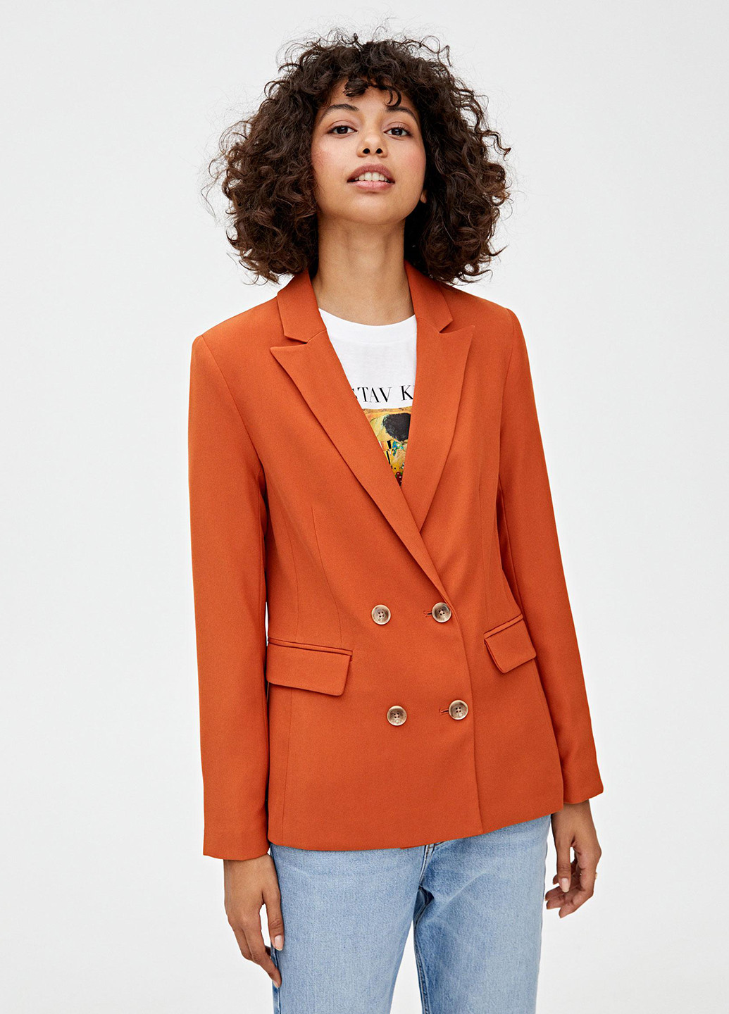 Оранжевый женский жакет Pull & Bear однотонный - демисезонный