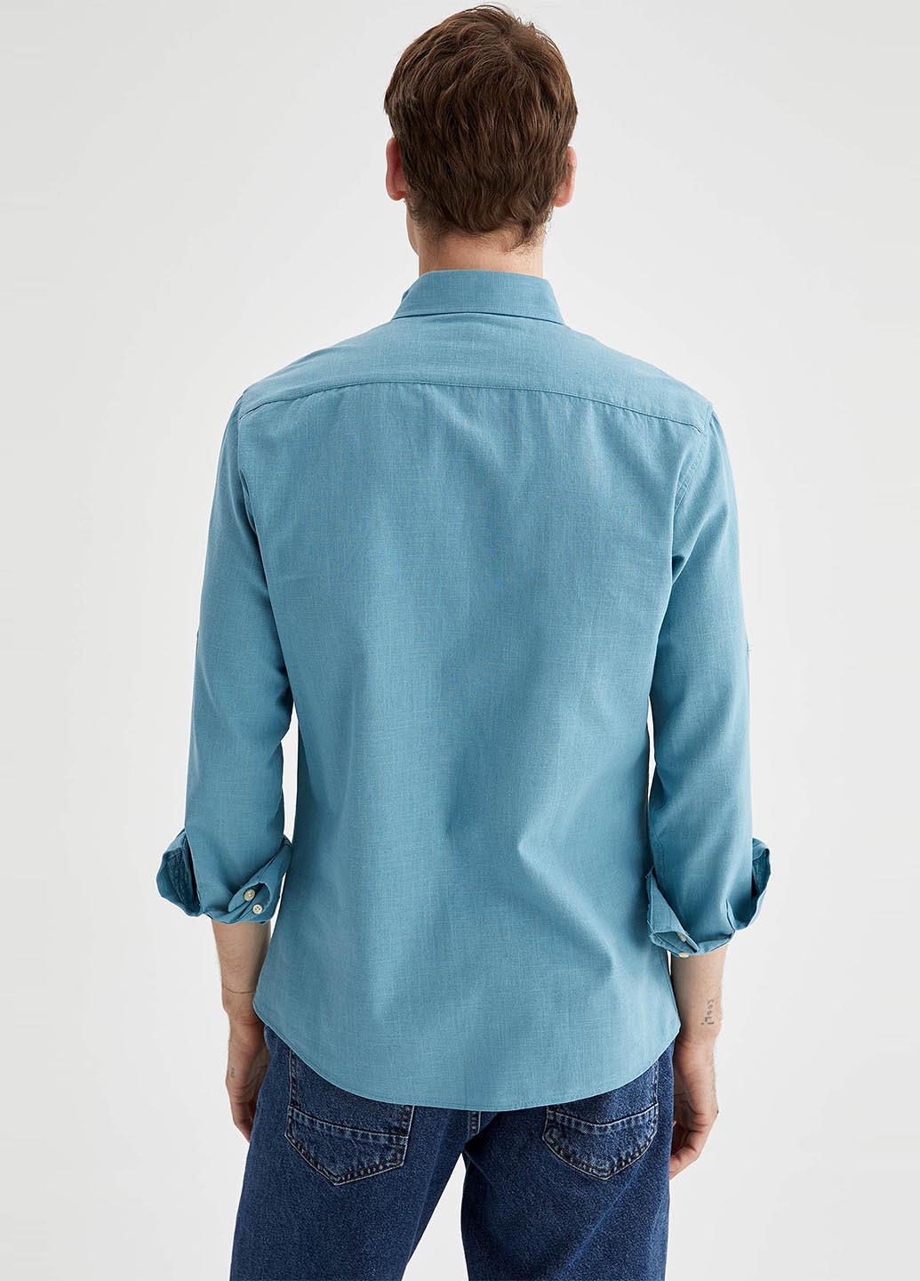 Голубой кэжуал рубашка DeFacto