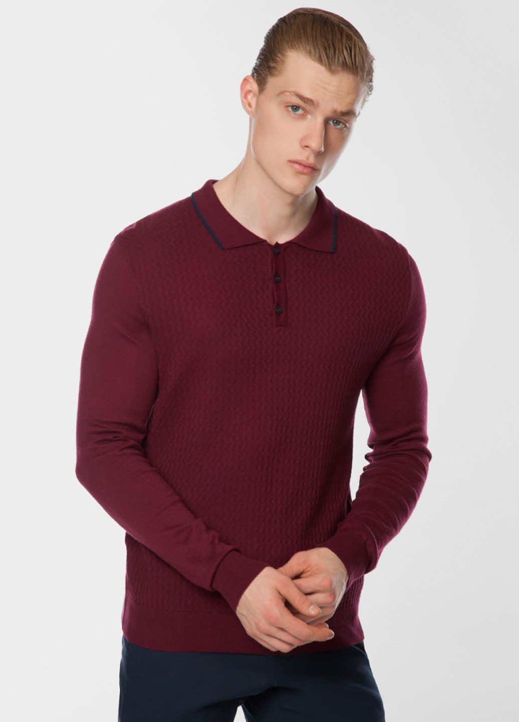 Бордовая футболка-поло мужское для мужчин Arber