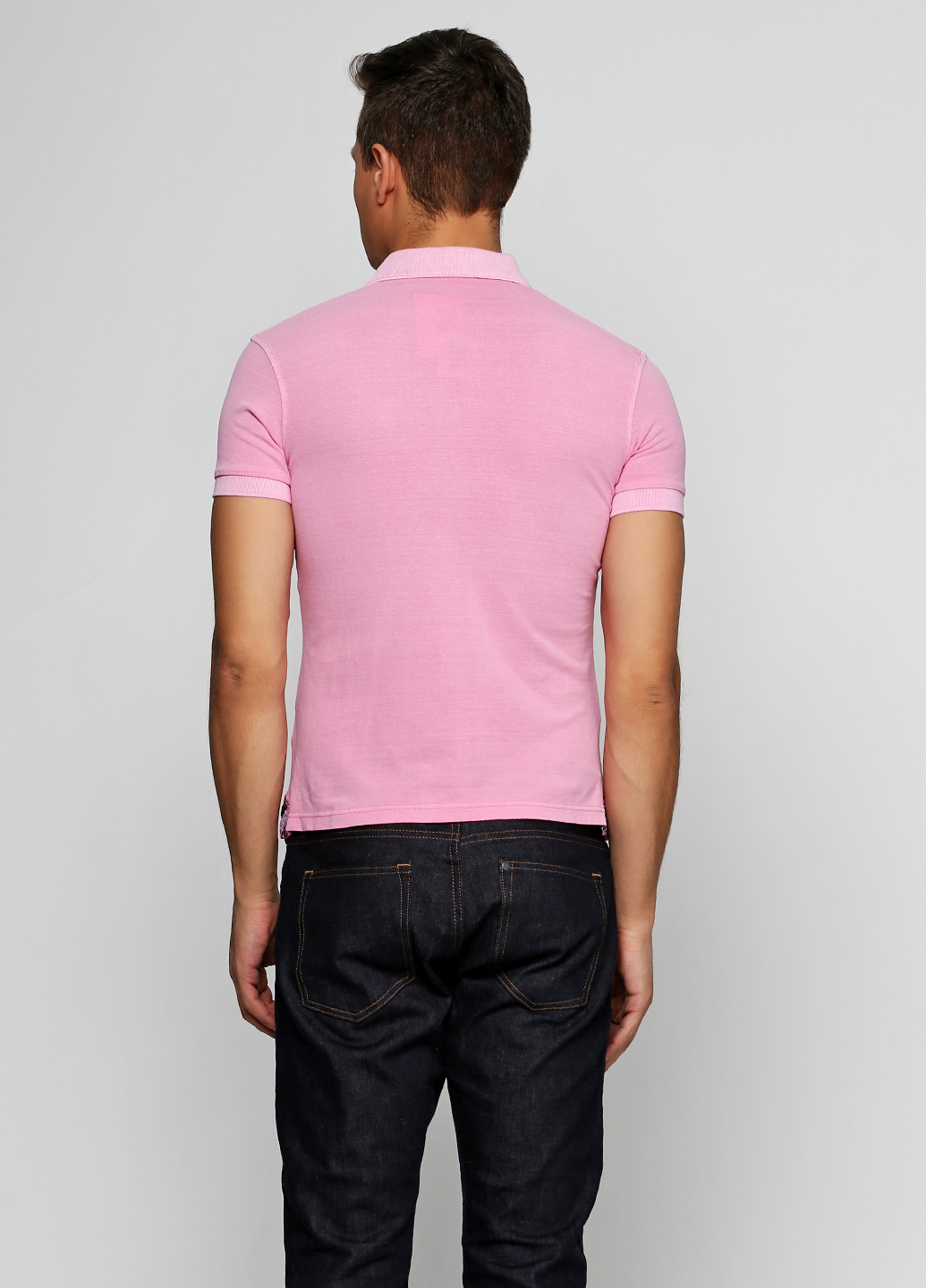 Розовая футболка-поло для мужчин Stone Washed однотонная