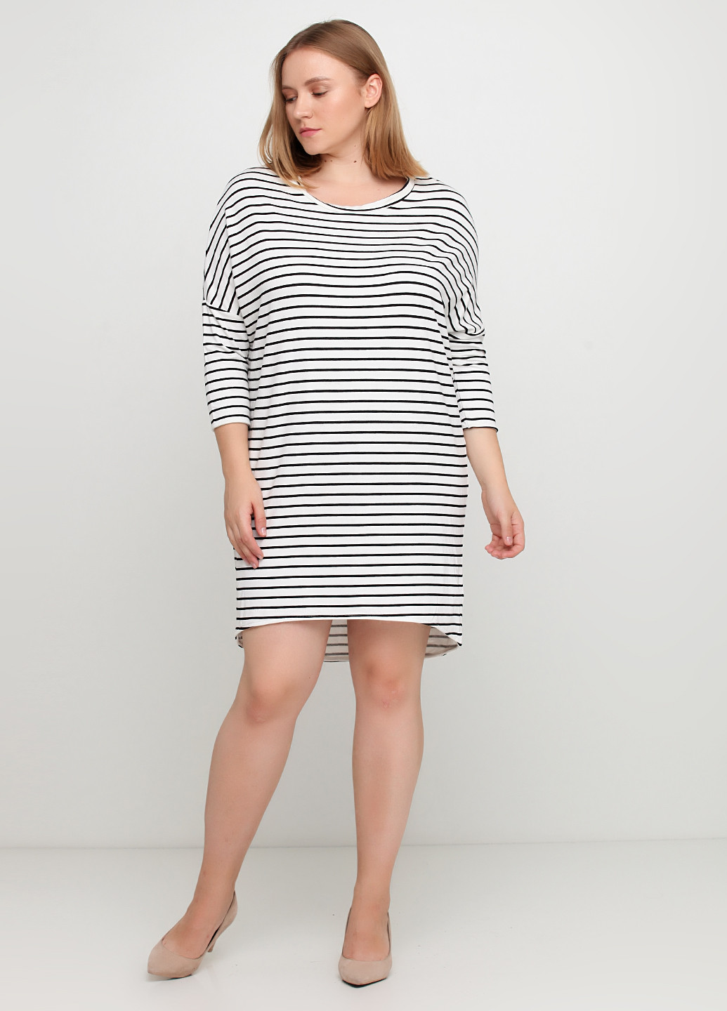 Білий кежуал сукня сукня-футболка Eksbut в смужку