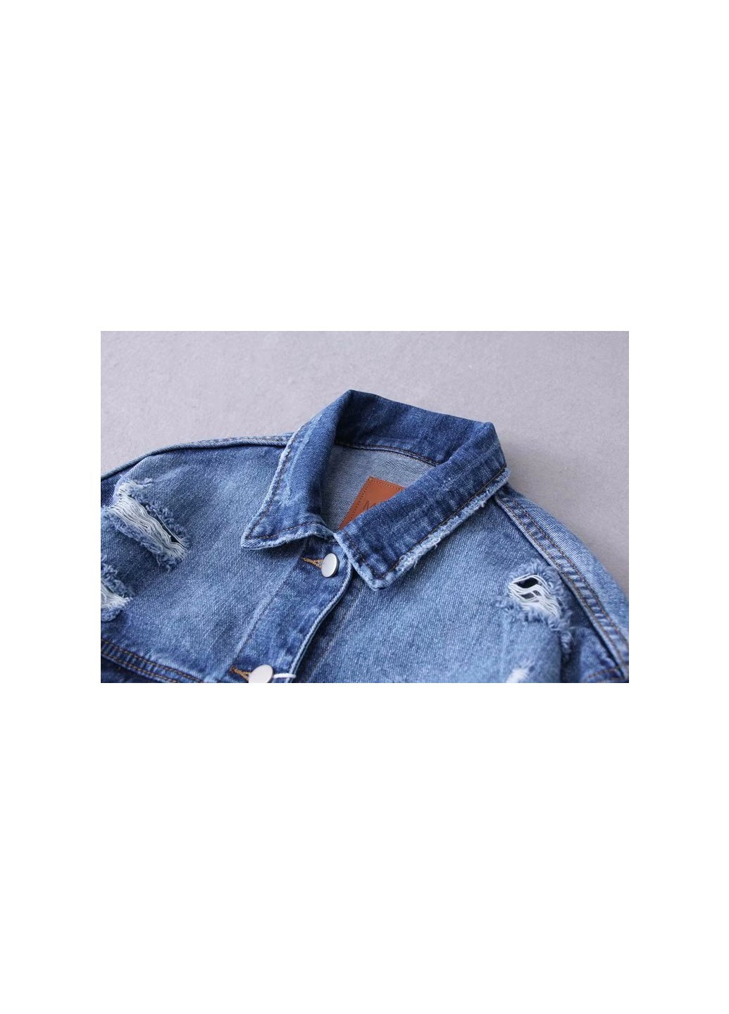 Синяя демисезонная куртка женская джинсовая с контрастной вставкой surge Berni Fashion 55397