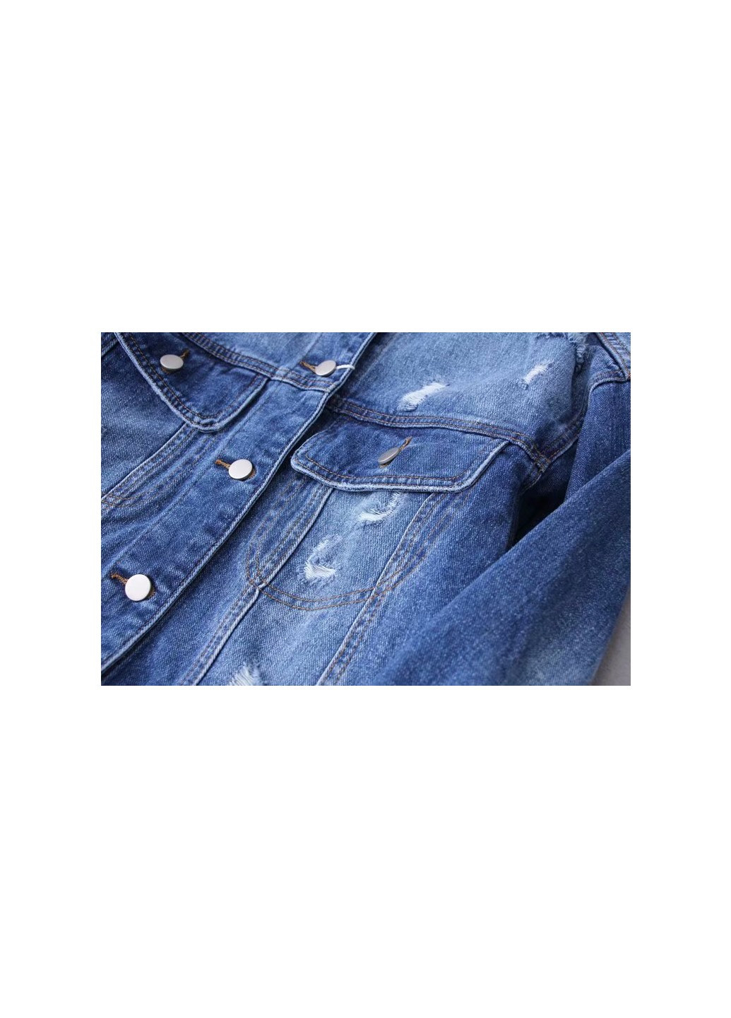 Синяя демисезонная куртка женская джинсовая с контрастной вставкой surge Berni Fashion 55397