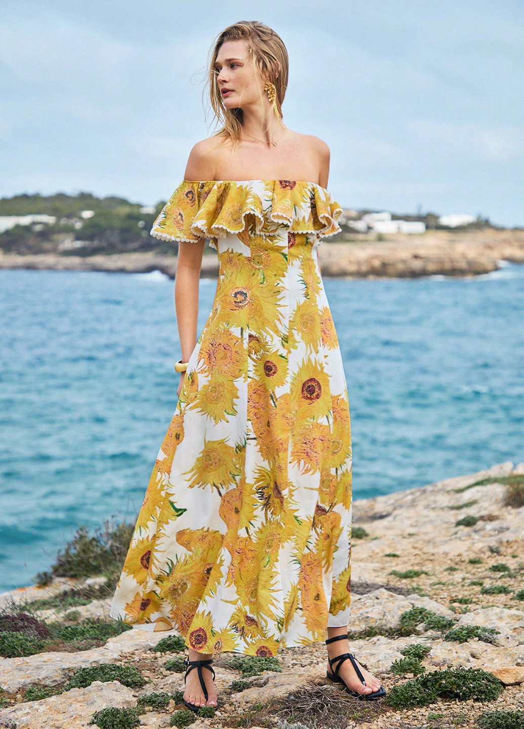 Білий кежуал сукня з відкритими плечима SHEIN з квітковим принтом