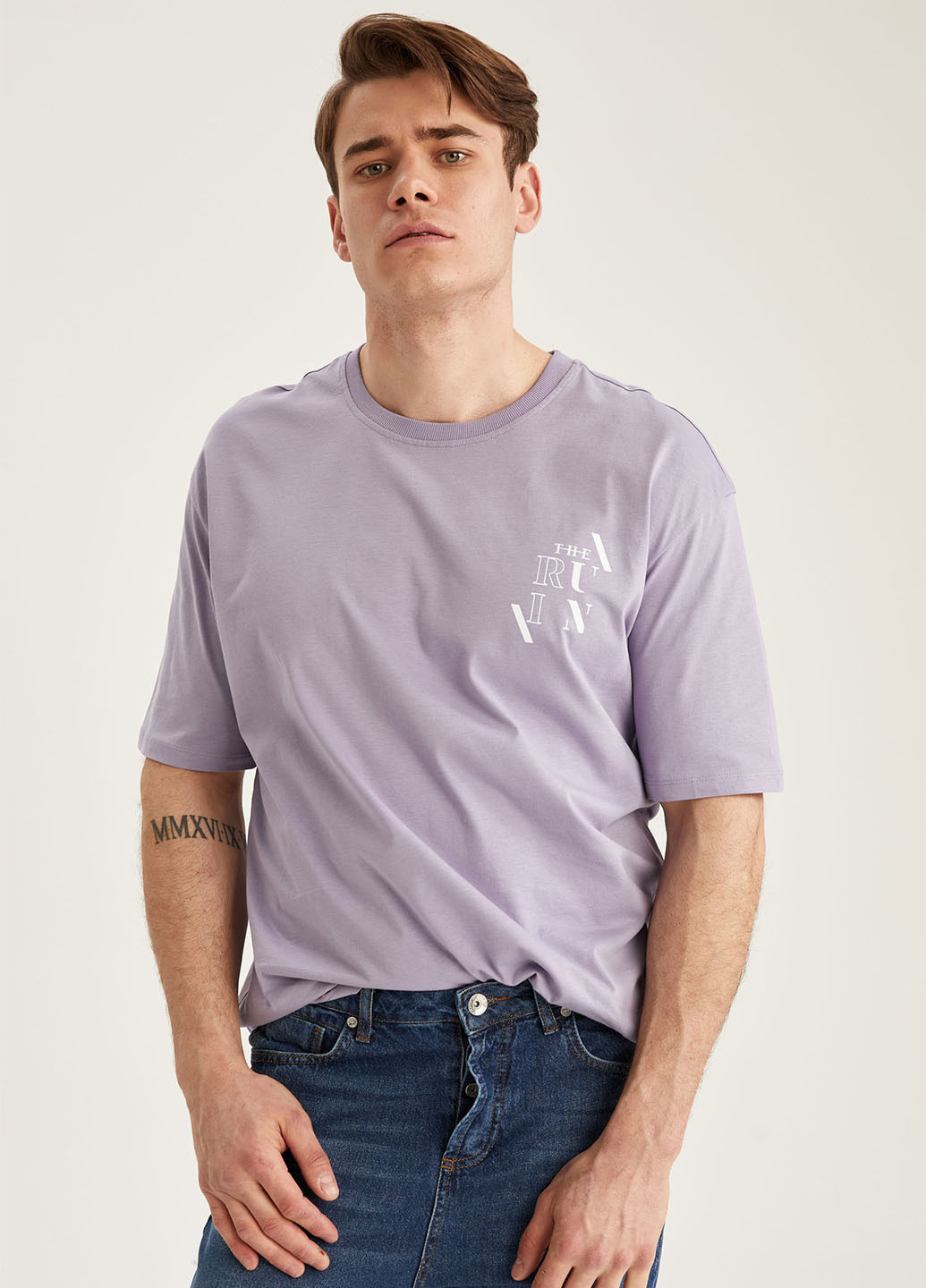 Сиреневая летняя футболка DeFacto