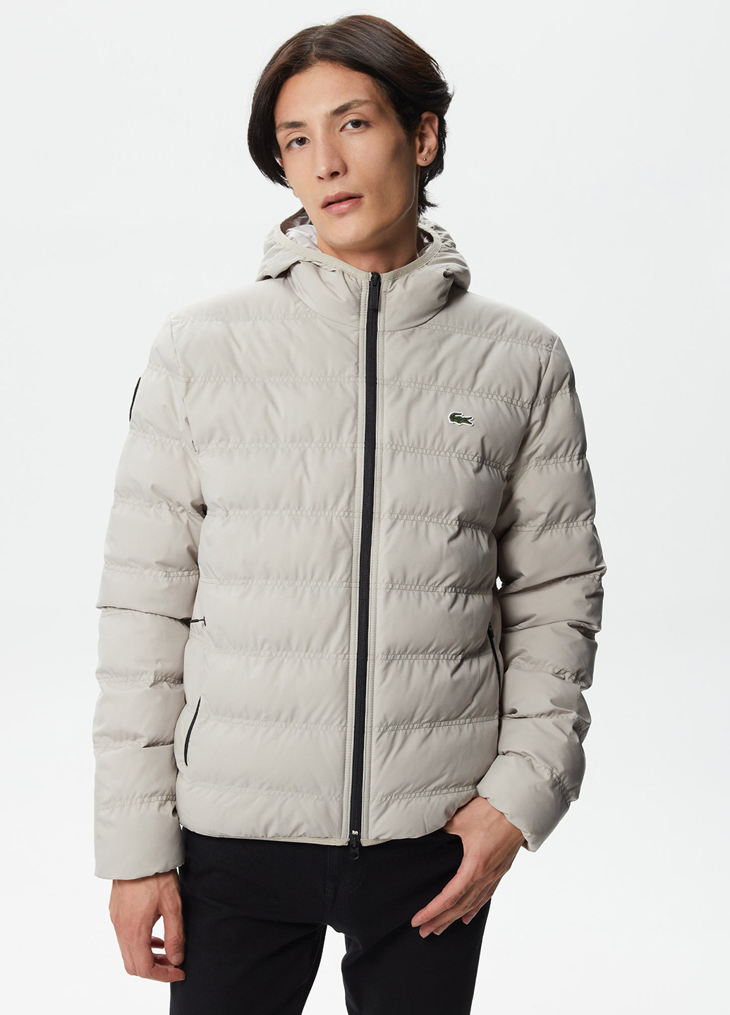 Светло-серая демисезонная куртка Lacoste