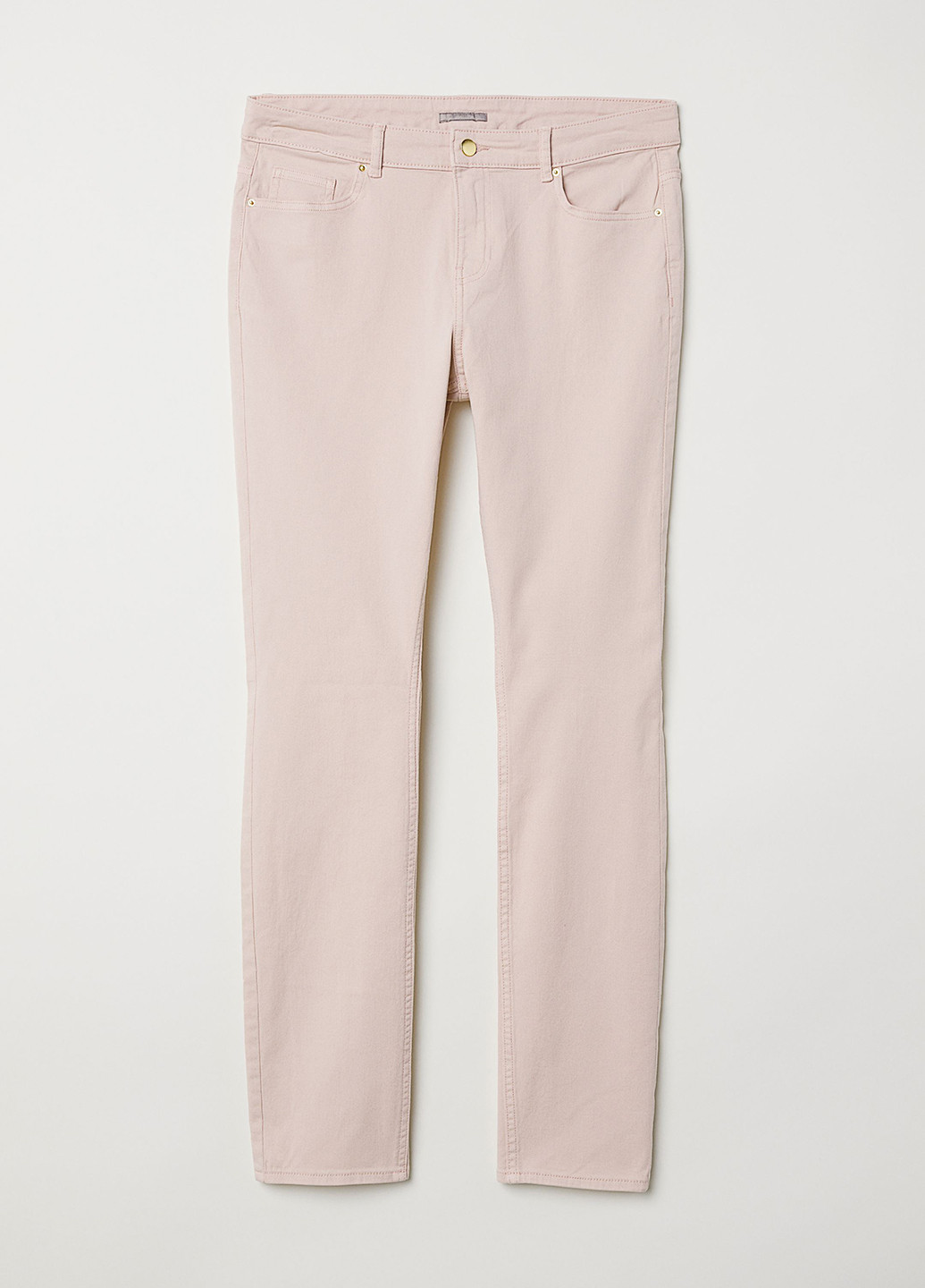 Светло-розовые джинсовые демисезонные зауженные брюки H&M