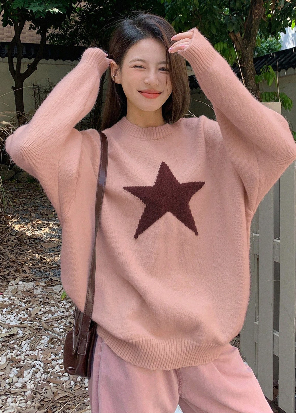 Розовый демисезонный свитер SHEIN