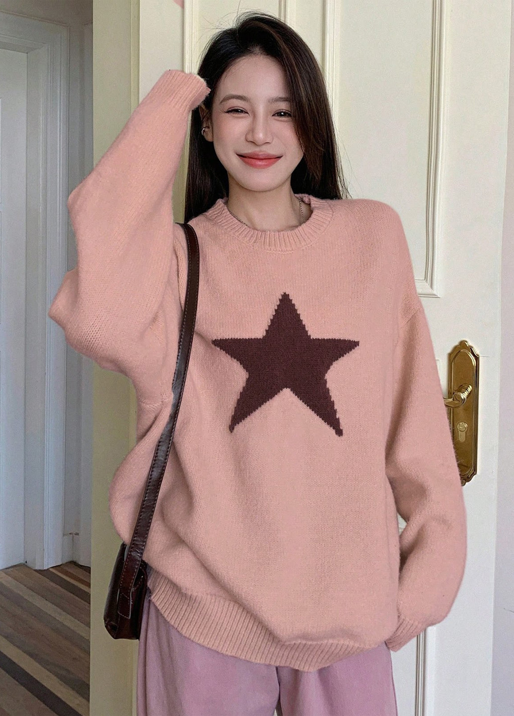 Розовый демисезонный свитер SHEIN