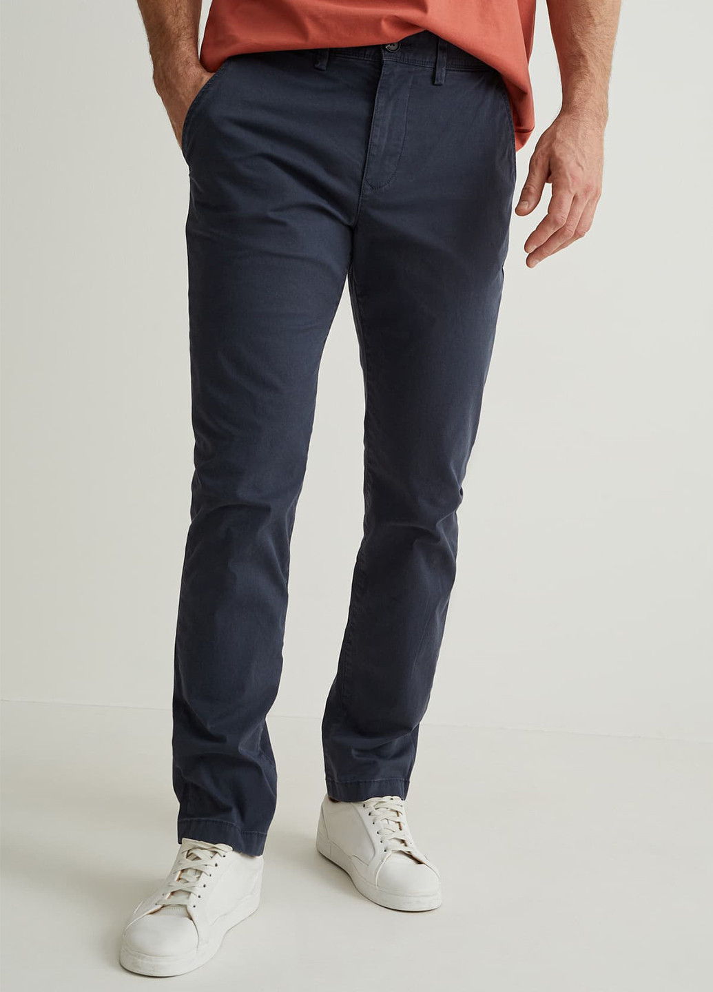 Темно-синие кэжуал демисезонные прямые брюки C&A