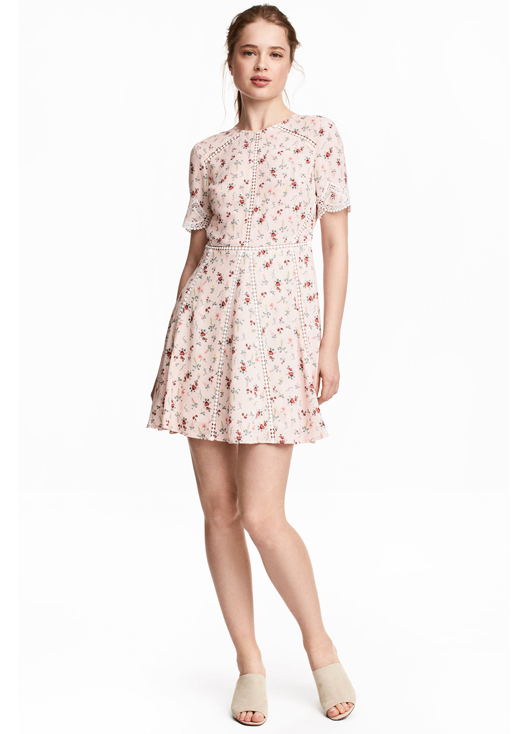 Молочна кежуал сукня а-силует H&M з квітковим принтом