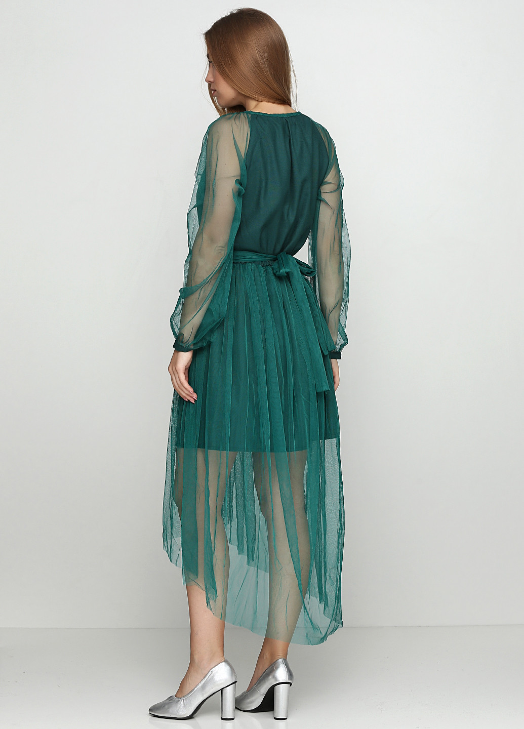 Зеленое вечернее платье Fashion Style с орнаментом