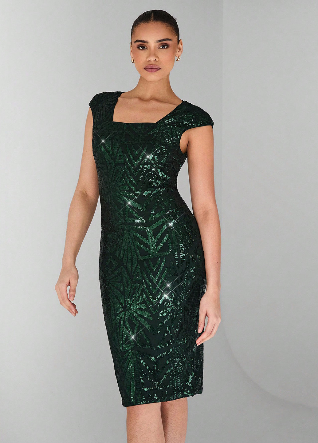 Темно-зелена вечірня, кежуал сукня футляр SHEIN однотонна