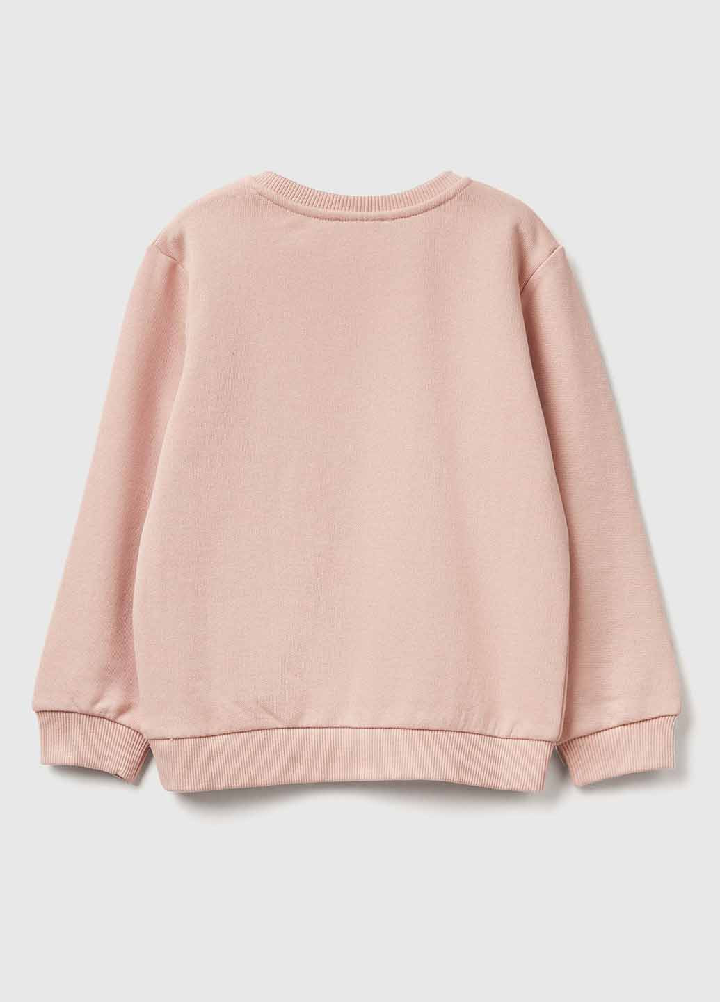 United Colors of Benetton світшот однотонний світло-рожевий кежуал бавовна, трикотаж