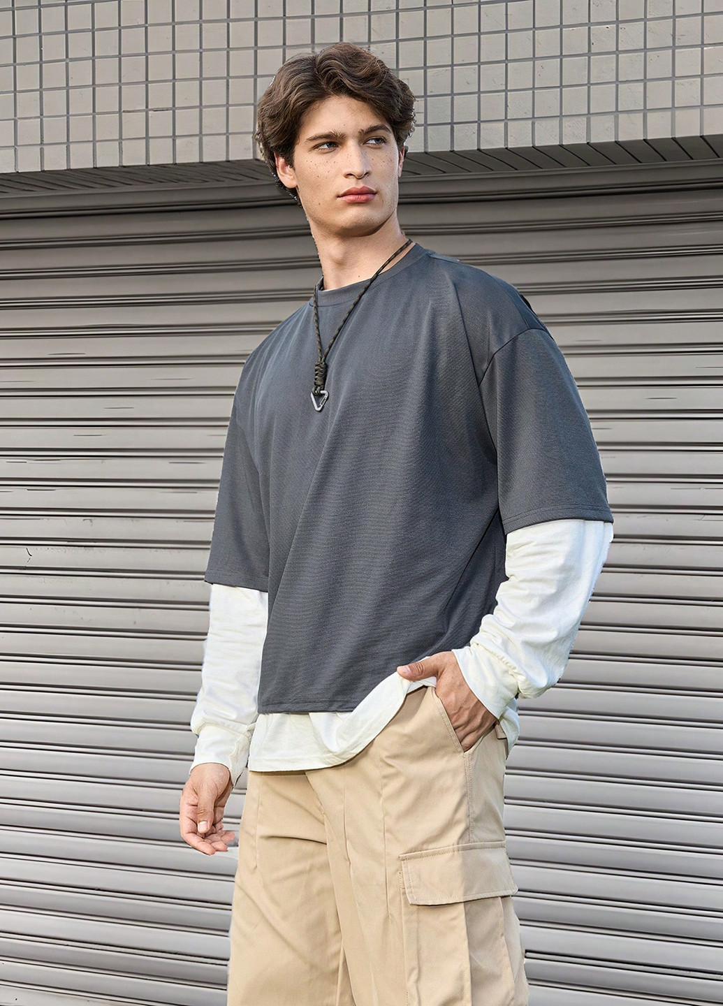 Лонгслів SHEIN колор блок комбінований кежуали поліестер