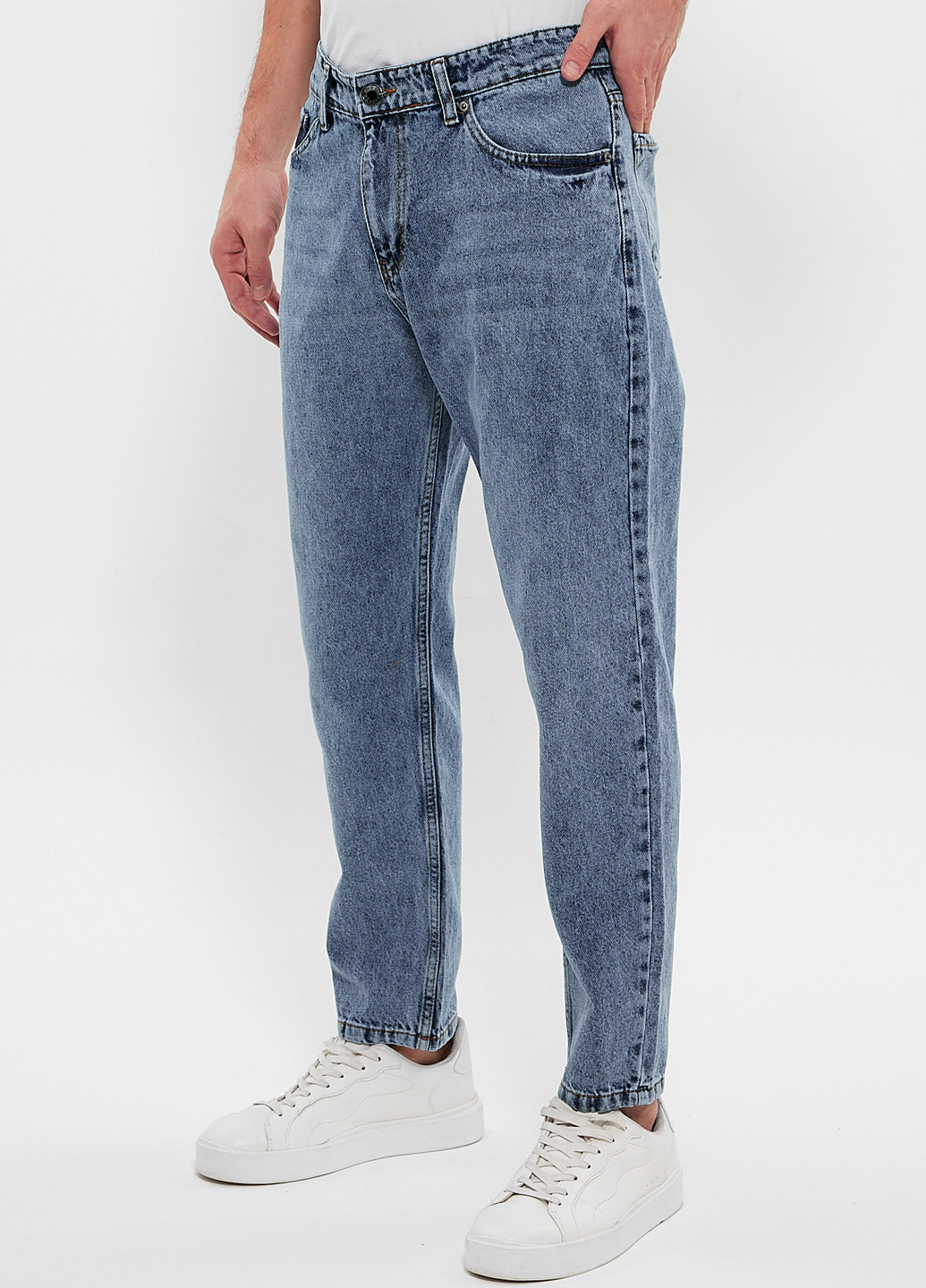 Темно-голубые демисезонные мом фит джинсы Trend Collection