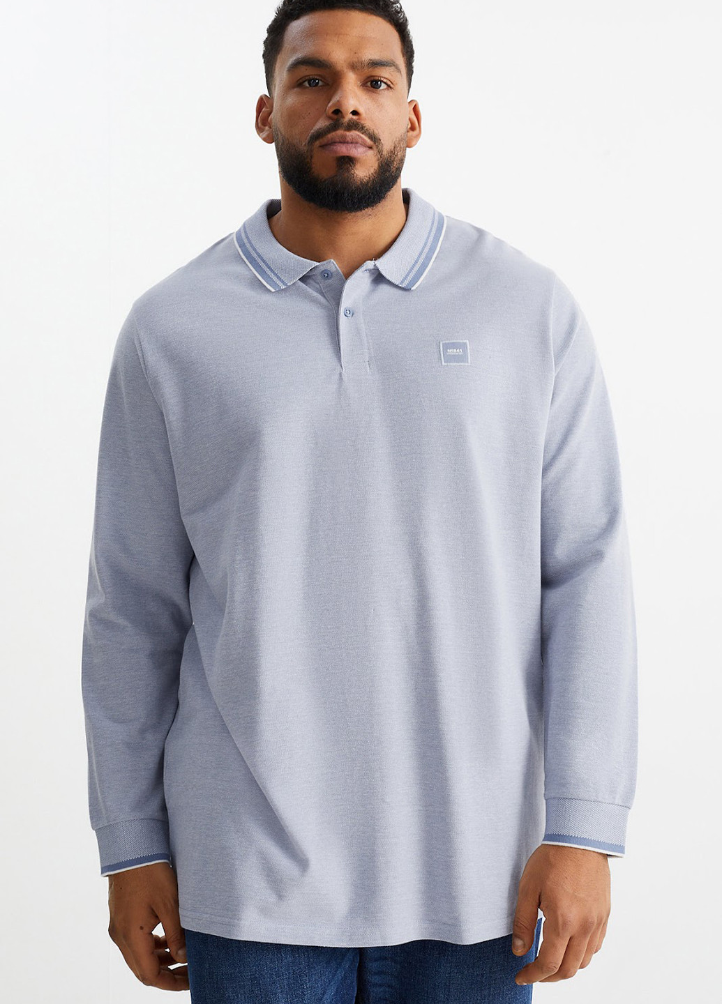 Голубой футболка-поло для мужчин C&A меланжевая