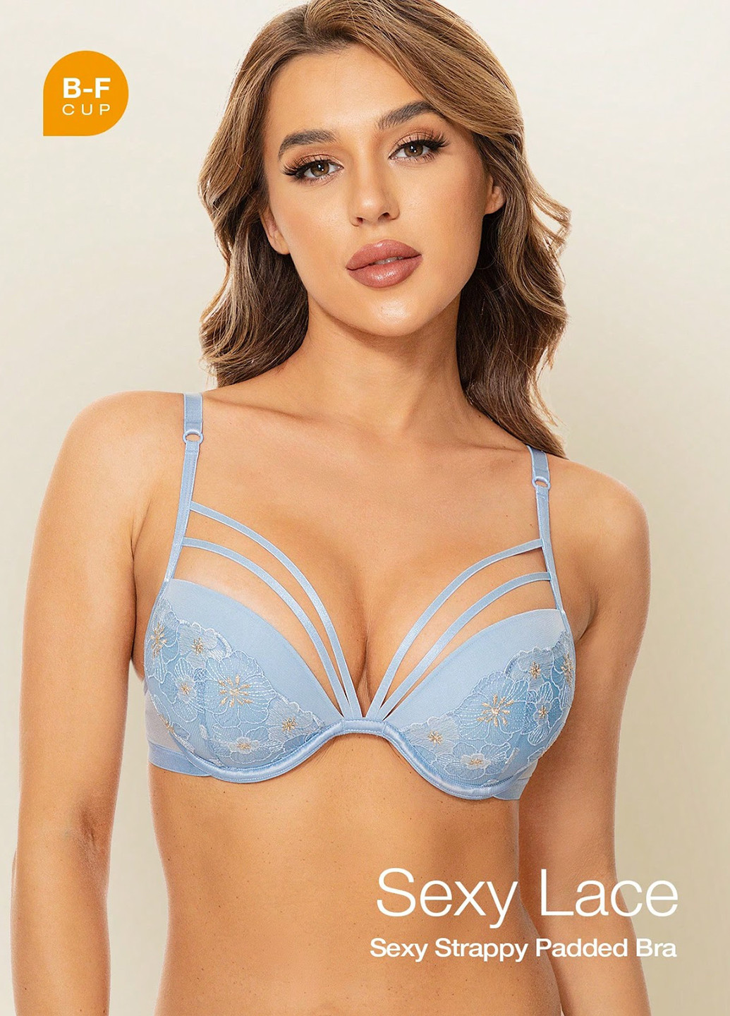 Блакитний балконет бюстгальтер SHEIN з кісточками поліамід