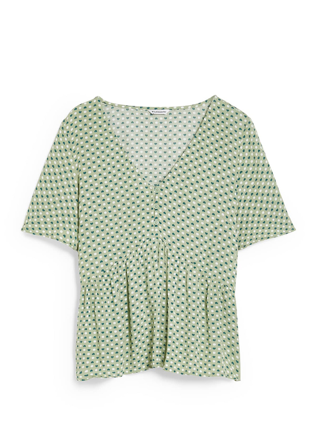 Зеленая летняя блуза с баской C&A