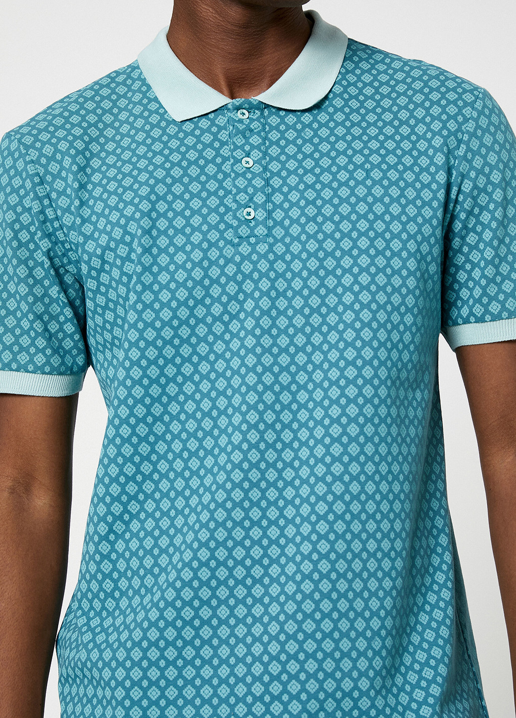 Темно-голубой футболка-поло для мужчин KOTON с геометрическим узором