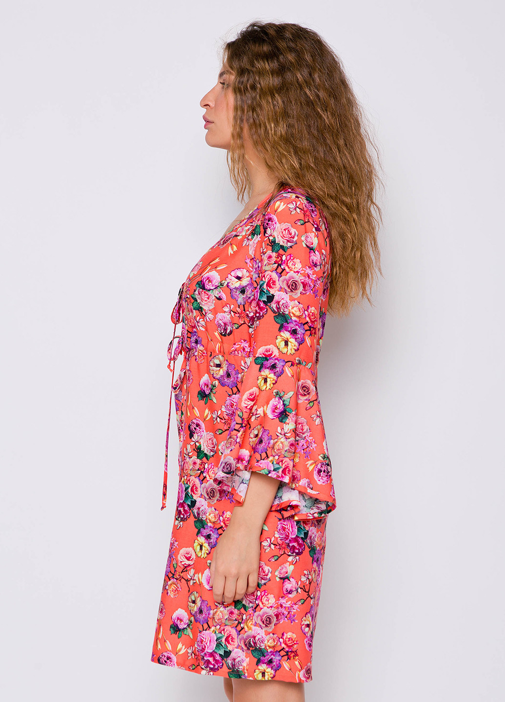 Коралловое кэжуал платье GrandUA с цветочным принтом