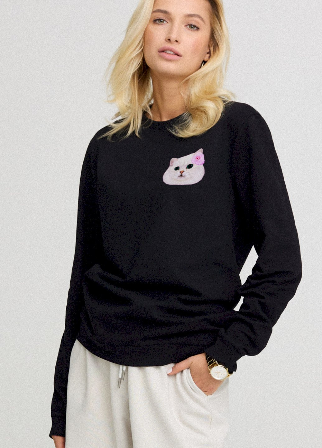 Чорний свитшот женский oversize /no flis/ YAPPI (254658788)