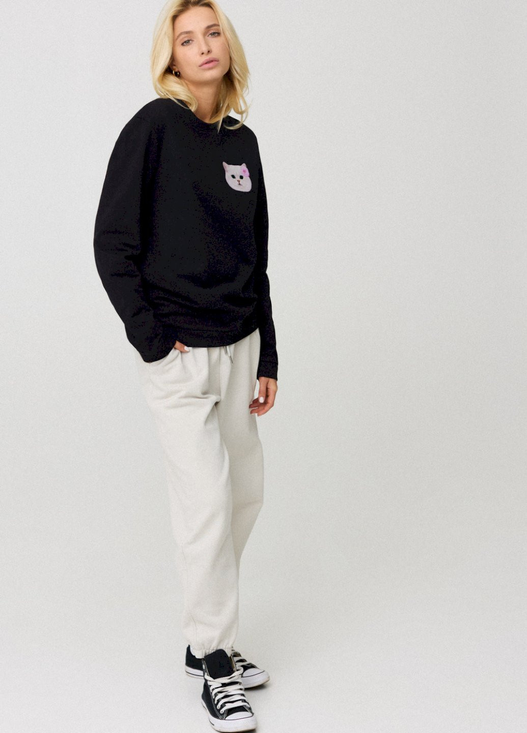 Чорний свитшот женский oversize /no flis/ YAPPI (254658788)