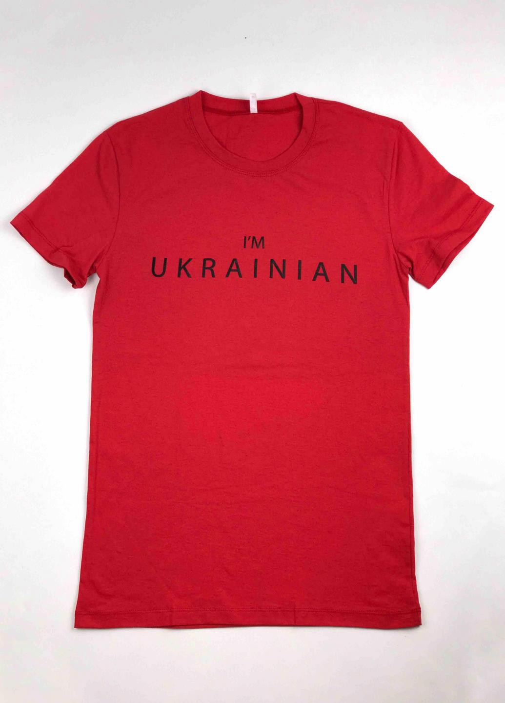 Червона демісезонна футболка чоловіча принт i am ukrainian N.EL.