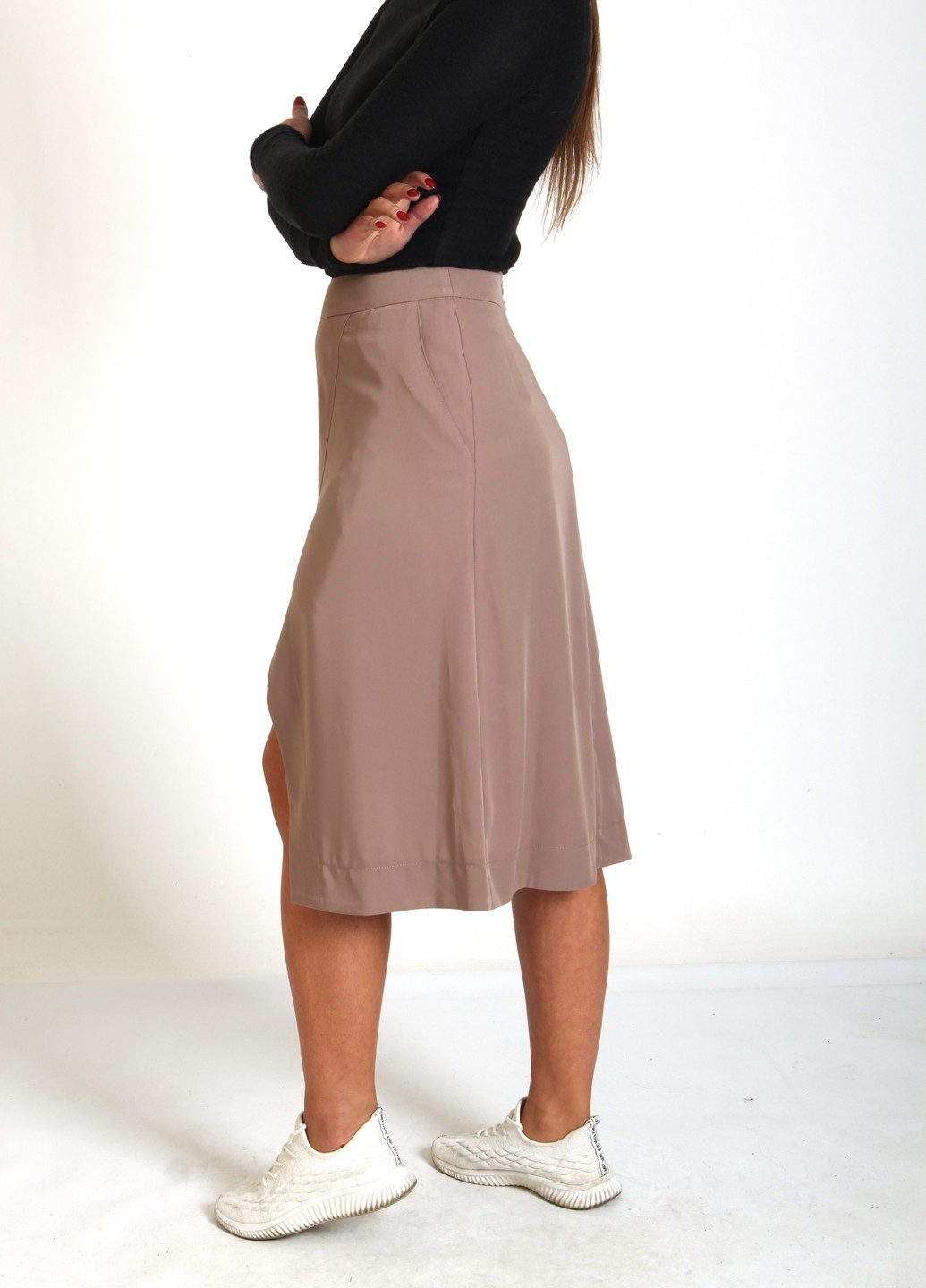 Бежевая однотонная юбка InDresser