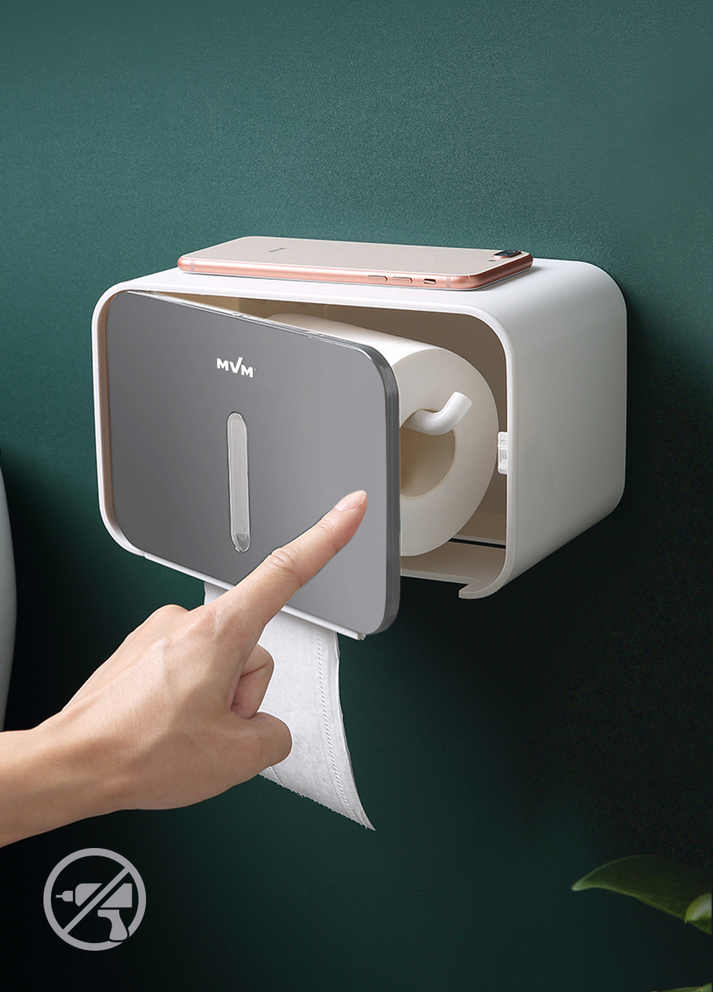 Держатель для туалетной бумаги клеящийся, 13,5х21х13,5 см MVM (214203046)