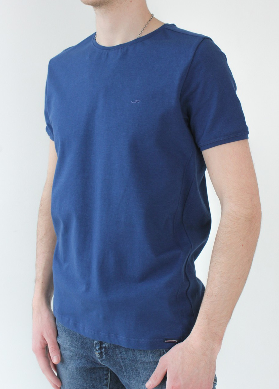 Синяя футболка мужская синяя базовая с коротким рукавом Jean Piere