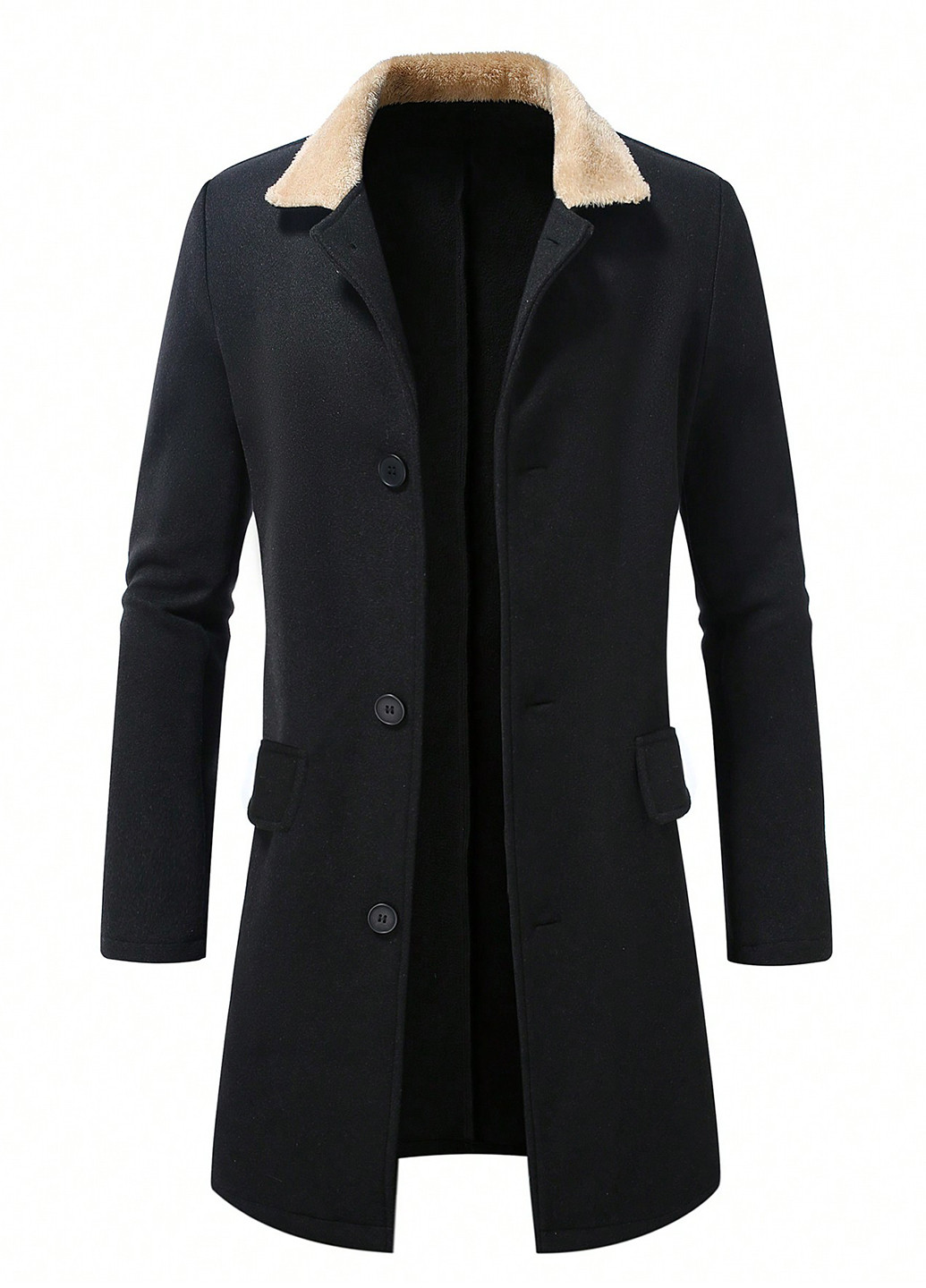 Чорне демісезонне Пальто однобортне SHEIN