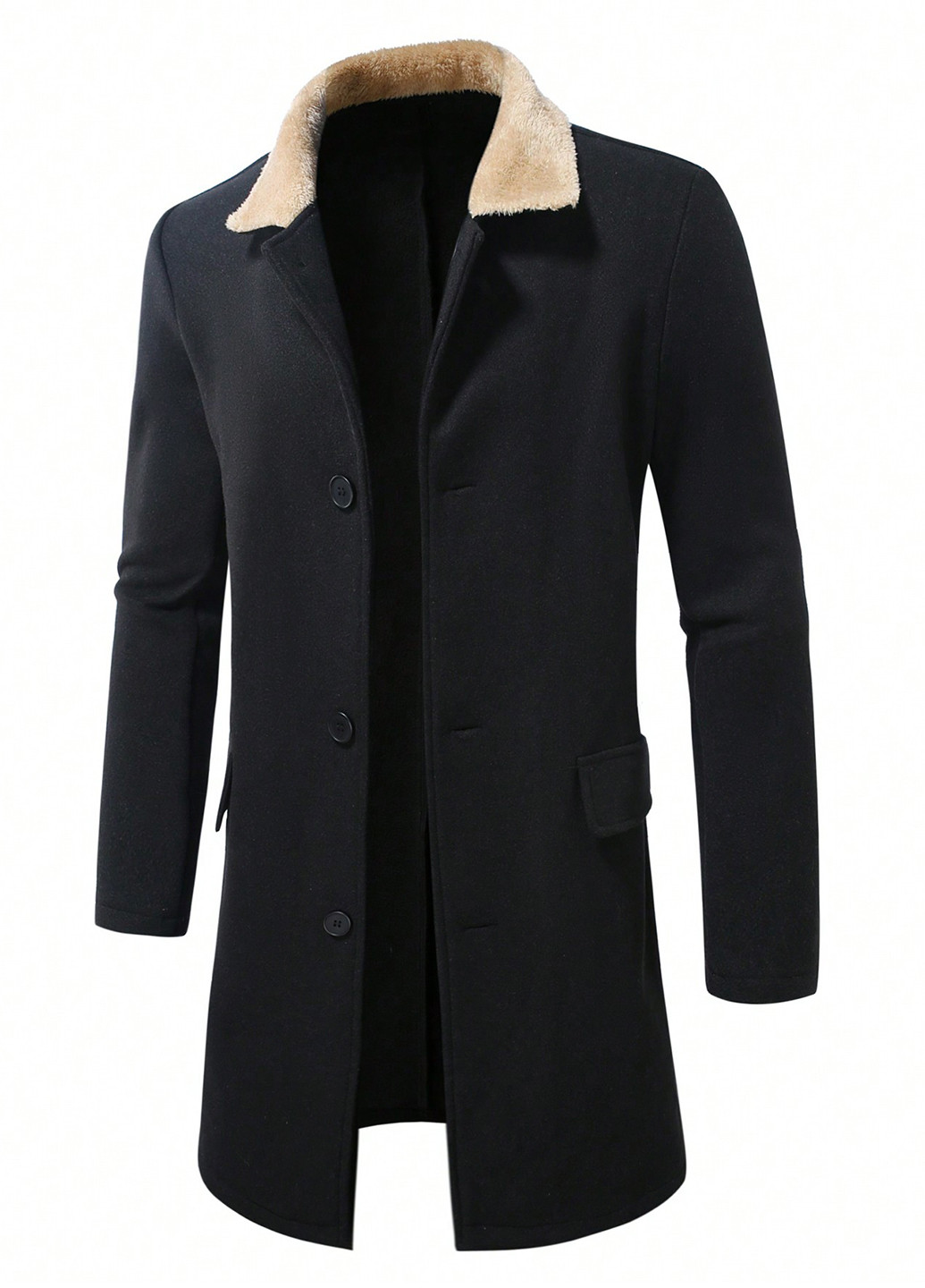 Чорне демісезонне Пальто однобортне SHEIN