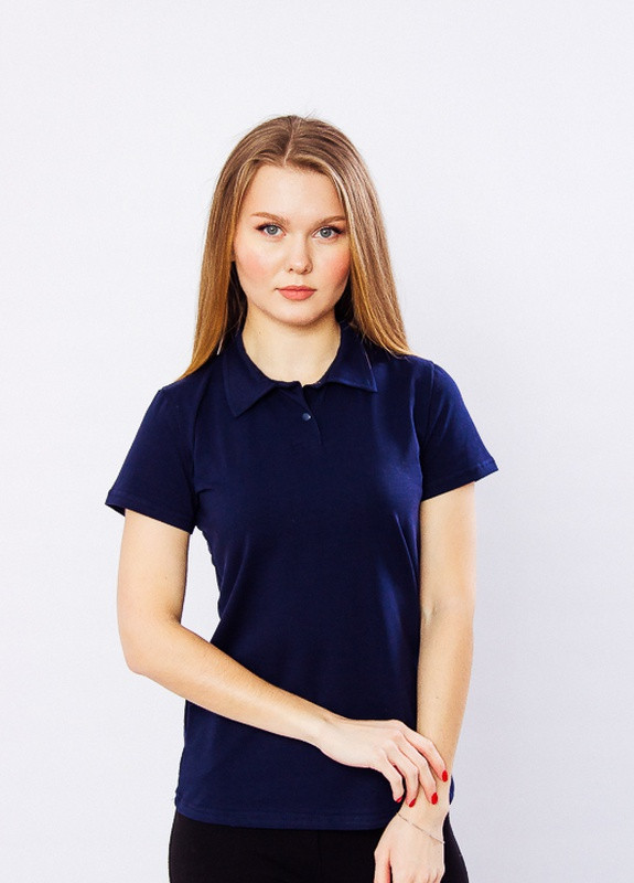 Синяя летняя футболка-поло женская с коротким рукавом Носи своє