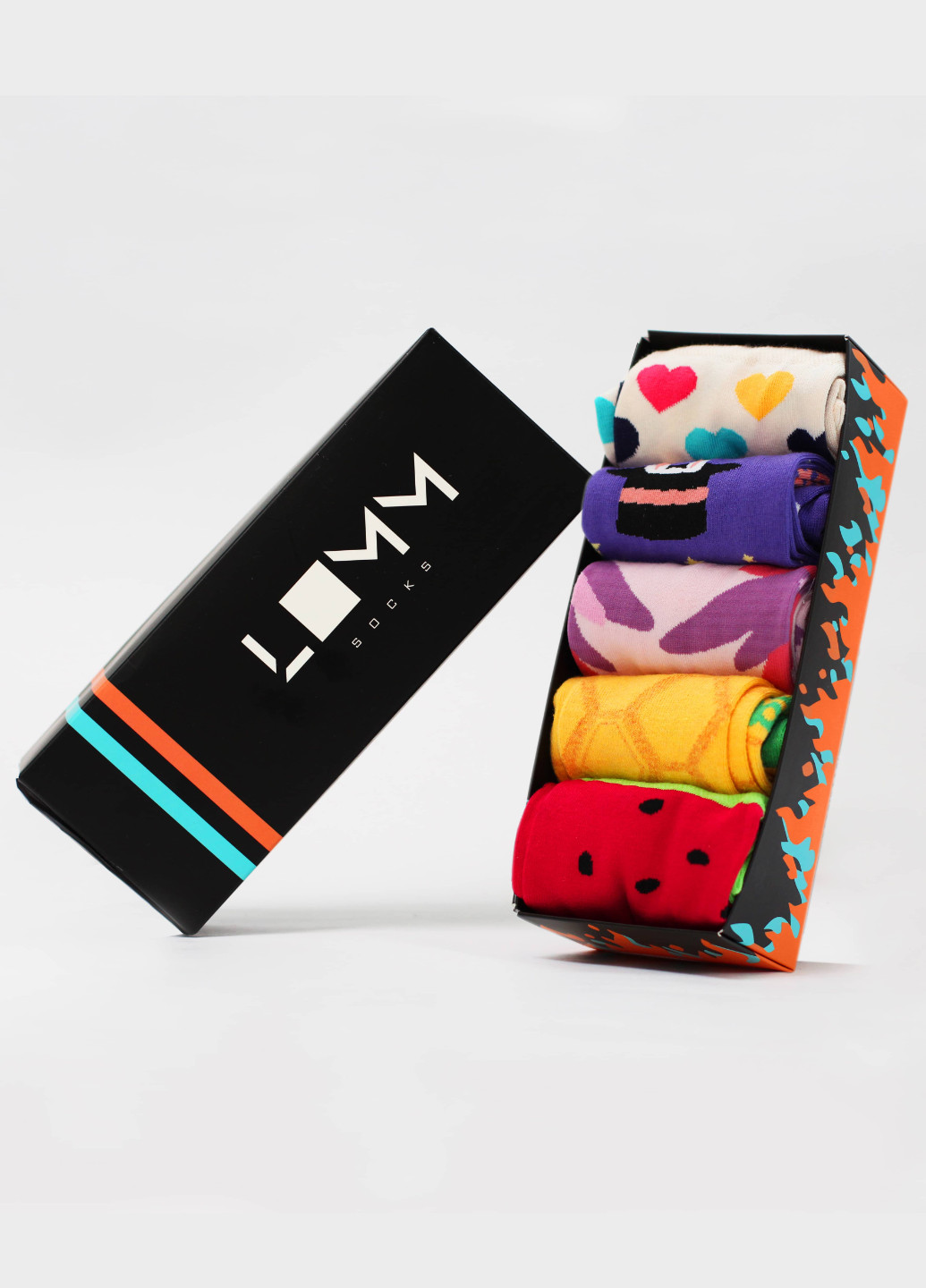Комбіновані подарунковий набір 5 пар шкарпеток у коробці yaskraviy box LOMM малюнки (251328803)