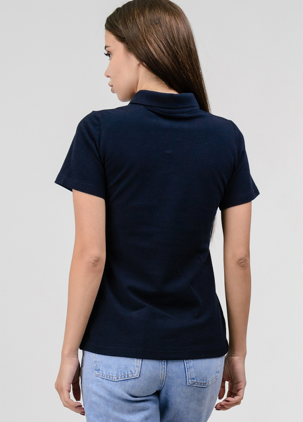 Серо-синяя женская футболка-поло Go Fitness с логотипом