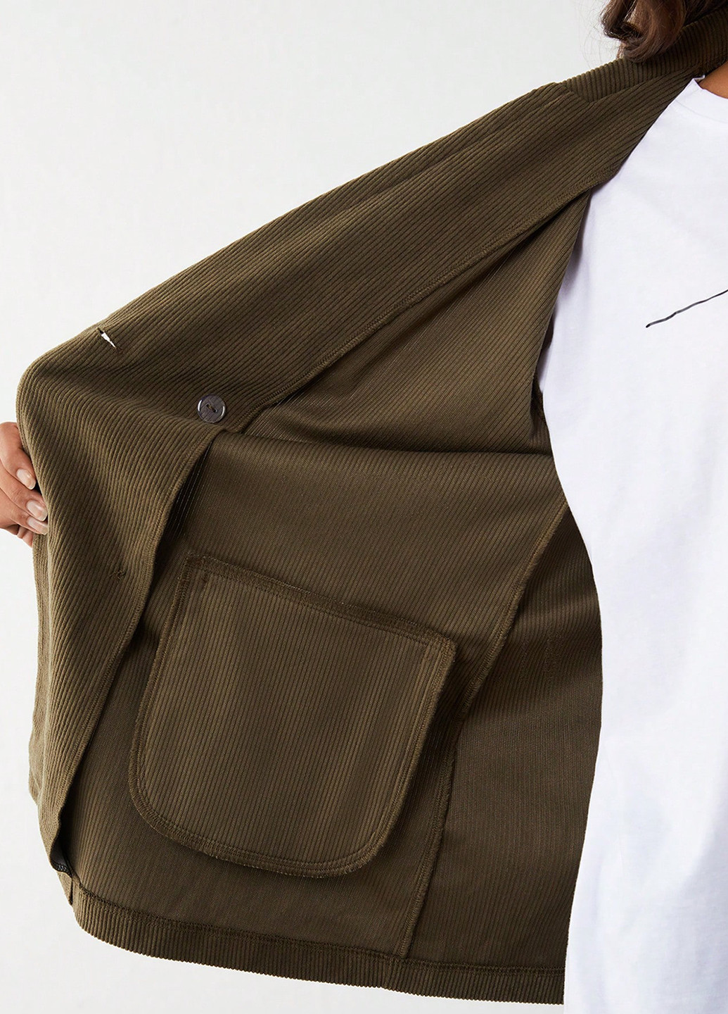 Хаки женский жакет SHEIN однотонный - демисезонный