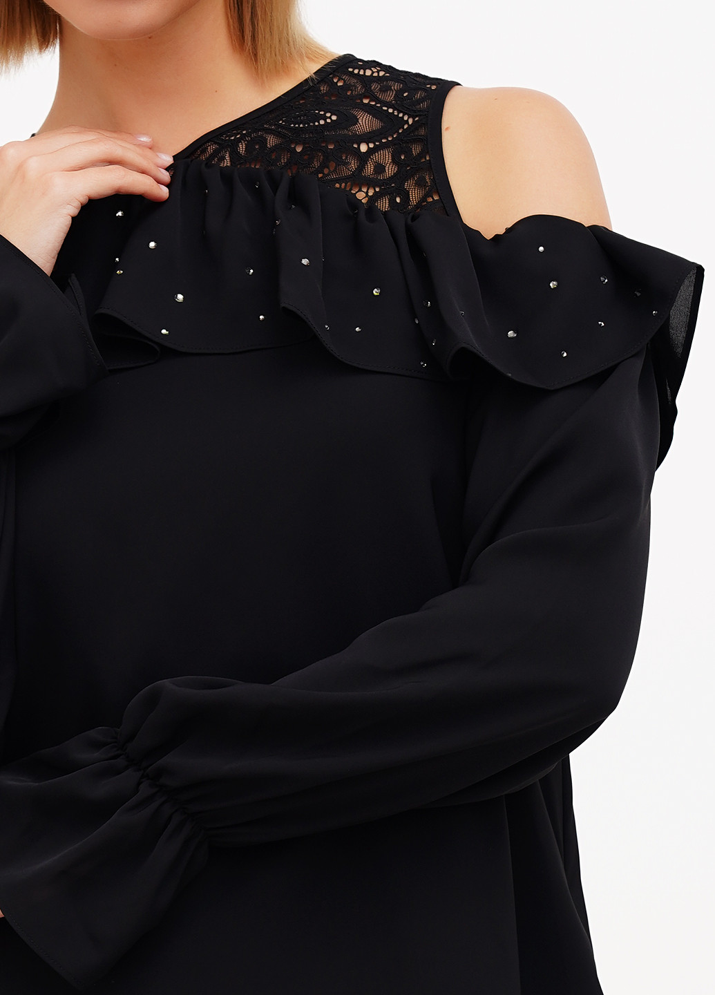 Чорна кежуал сукня а-силует, з відкритими плечима Sassofono однотонна
