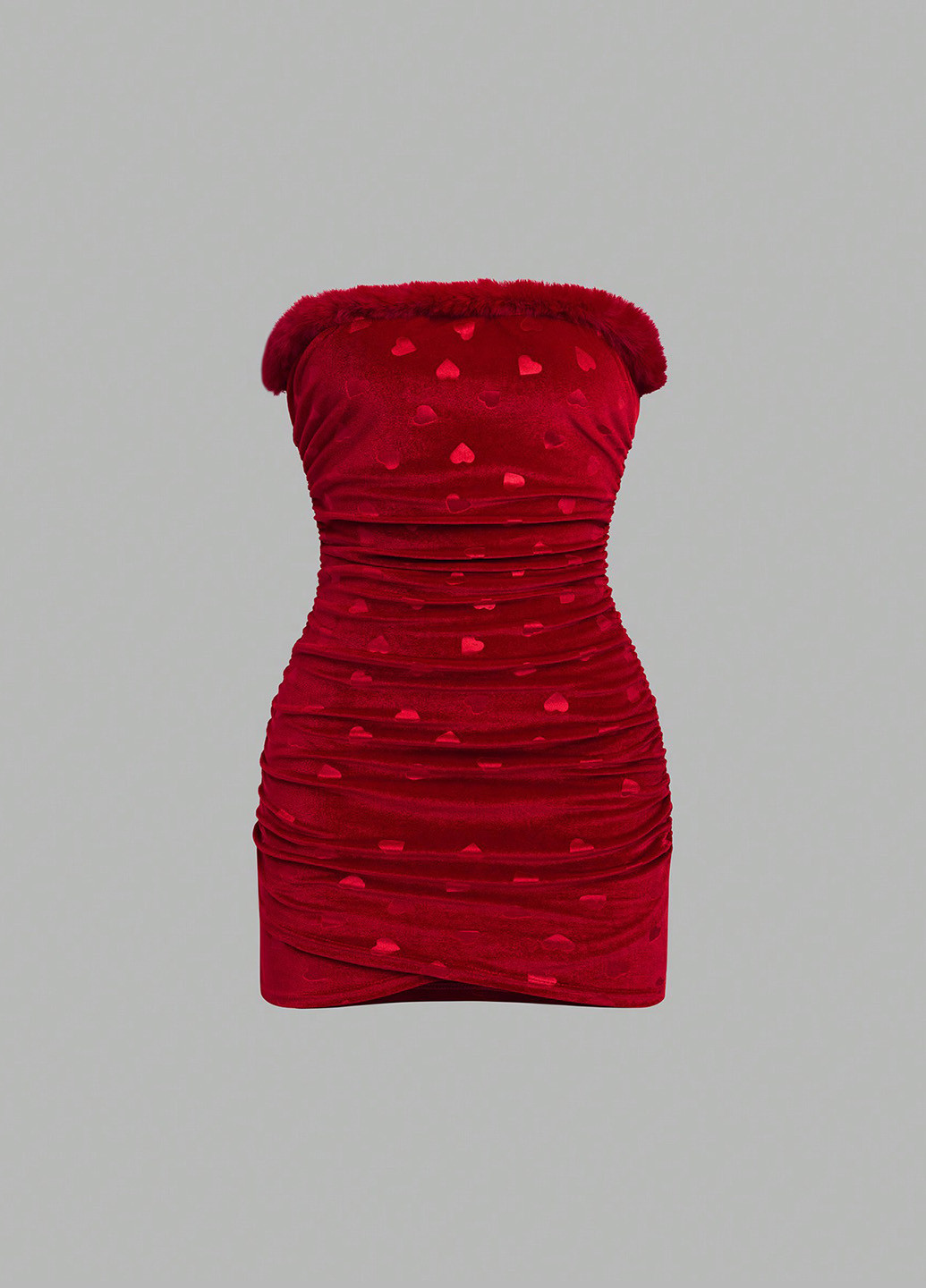 Вишневое коктейльное, праздничный, вечернее платье а-силуэт, бандо SHEIN сердечки