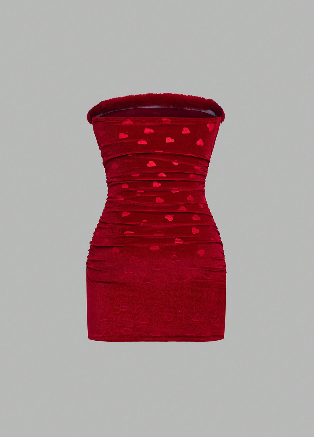 Вишневое коктейльное, праздничный, вечернее платье а-силуэт, бандо SHEIN сердечки