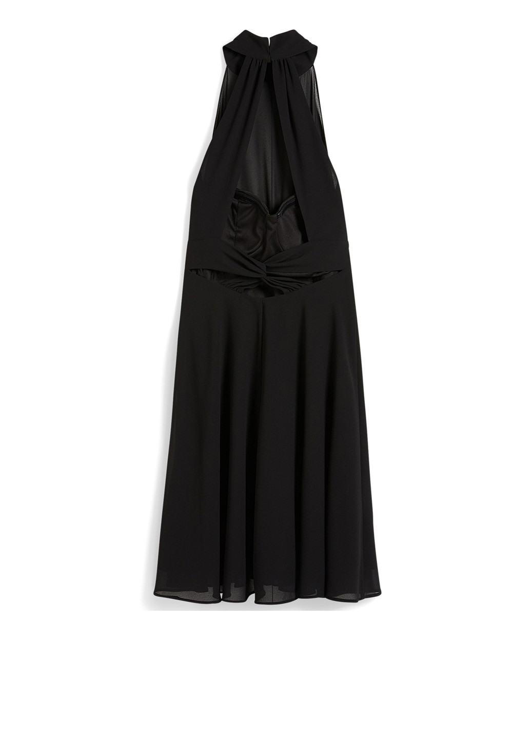 Черное кэжуал, коктейльное платье клеш, с открытой спиной C&A однотонное