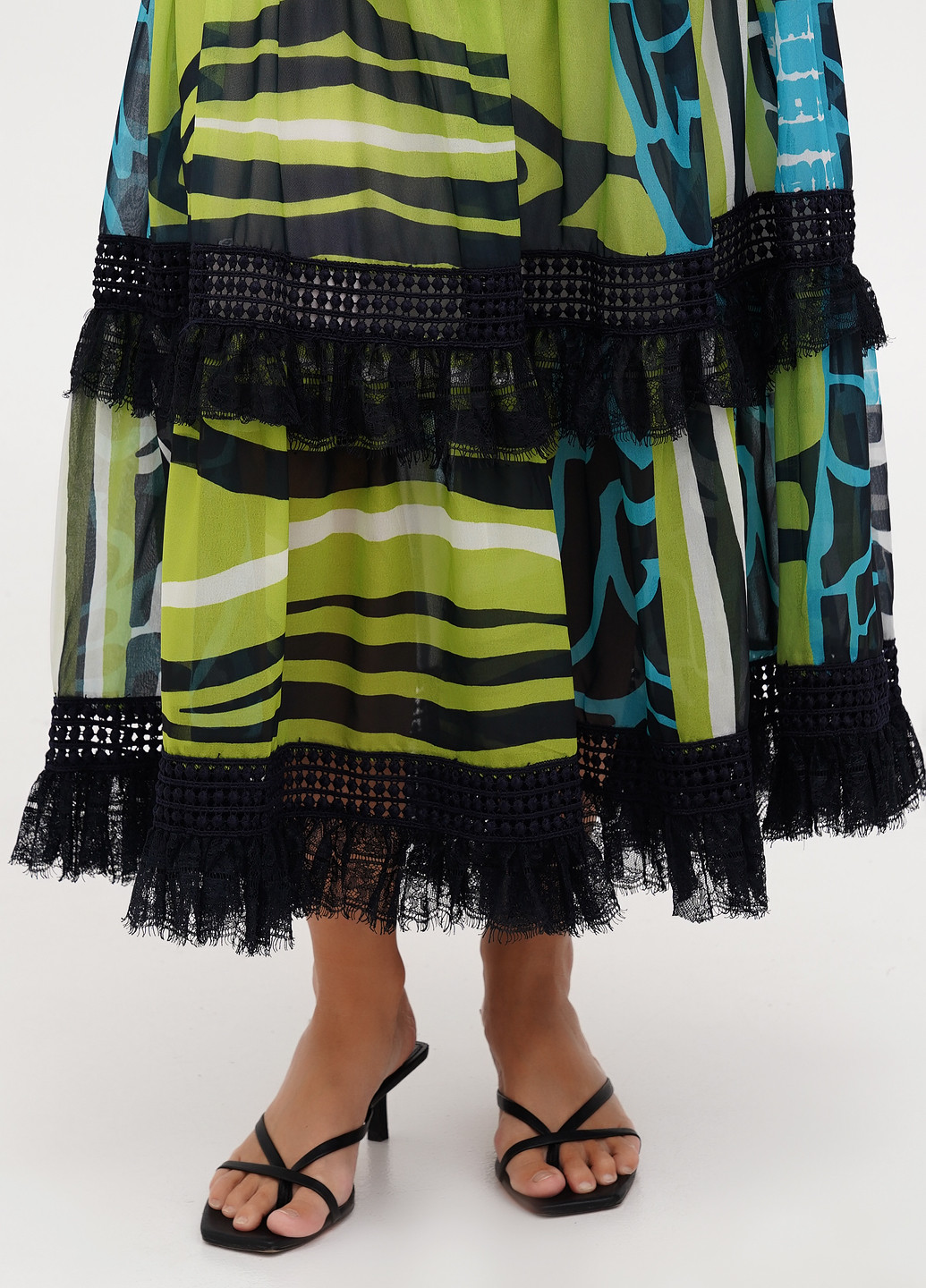 Фісташкова кежуал сукня кльош Sassofono Club з абстрактним візерунком